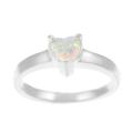 Sterling Silver Heart-cut White Opal Ring
