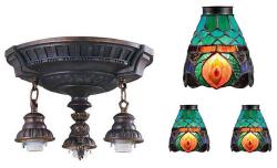 Tiffany-style Peacock Design Bronze Ceiling Fixture