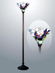Tiffany-style Victorian Flying Birds Bronze Torchiere