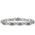 Sterling Silver Green Amethyst and Diamond Accent XOXO Bracelet