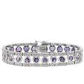 Sterling Silver Amethyst and Diamond Accent Bordered Heart Bracelet
