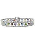 Sterling Silver Multi-gemstone and Diamond Accent Heart Bracelet
