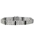 Sterling Silver Sapphire and Diamond Accent Filigree Flower Bracelet