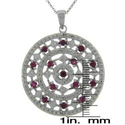 Sterling Silver Ruby and Diamond Accent Medallion Necklace