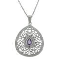 Sterling Silver Amethyst and Diamond Accent Filigree Teardrop Necklace