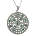 Sterling Silver Emerald and Diamond Accent Medallion Necklace