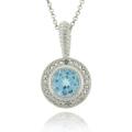 Sterling Silver Blue Topaz and Diamond Accent Necklace