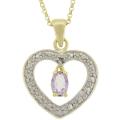 18k Gold over Sterling Silver Amethyst/ Diamond Accent Heart Necklace