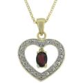 18k Gold over Sterling Silver Garnet and Diamond Accent Heart Necklace
