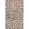 Alexa Zebra Animal Pattern Brown/ Ivory Wool Rug (6' x 9')