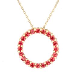 10k Yellow Gold Lab-created Burmese Ruby Circle Necklace