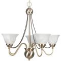 Satin Brass 5-light Chandelier with Alabaster Glass