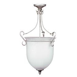Vintage Silver 3-light Pendant with Seedy Glass