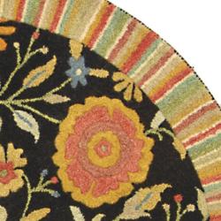 Handmade Jardine Black Wool Rug (5'9 Round)