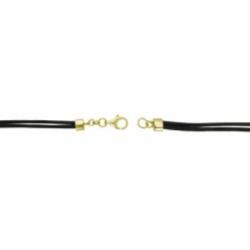 Goldtone Infinity Design and Black Leather Necklace