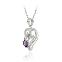 Glitzy Rocks Sterling Silver Amethyst and Diamond Accent Heart Necklace