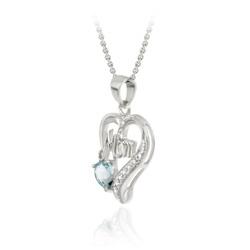 Glitzy Rocks Sterling Silver Blue Topaz and Diamond Accent Heart Necklace