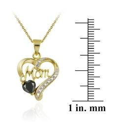 Glitzy Rocks 18k Gold Sapphire and Diamond Accent 'Mom' Heart Necklace