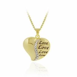 Goldplated Silver Diamond Accent 'Love' Heart Necklace