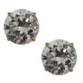 10k Yellow Gold Basket-set Round-cut Cubic Zirconia Stud Earrings