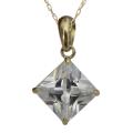14k Yellow Gold Square-cut Cubic Zirconia Necklace