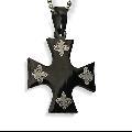 Stainless Steel Black-plated Fleur de Lis Cross Necklace
