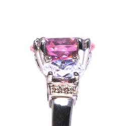 Sterling Silver Pink and Clear Cubic Zirconia Ring