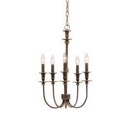 Oiled Bronze Glass 5-light Independence Chandelier