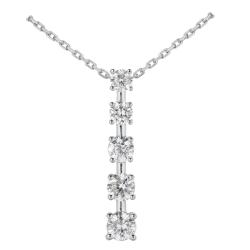 14k White Gold 1/4ct TDW Diamond Journey Necklace (I-J, I1-I2)