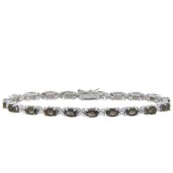 Sterling Silver Smokey Quartz and Diamond Accent Bracelet