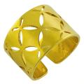 14k Yellow Gold over Stainless Steel Wide Cigar Band Ring