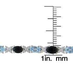 Sterling Silver Blue Topaz, Sapphire and Diamond Accent Bracelet