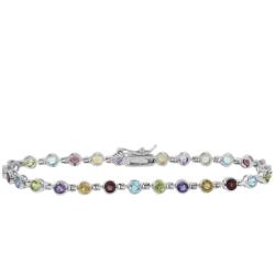 Sterling Silver Multi Gemstone Tennis Bracelet