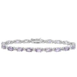 Sterling Silver Amethyst and Diamond Accent Bracelet