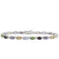 Sterling Silver Multi Gemstone and Diamond Accent Bracelet