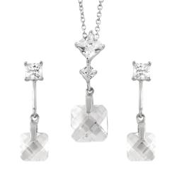 Sterling Silver Clear Necklace and Earring Set