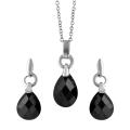 Sterling Silver Black Drop Necklace and Earring Set
