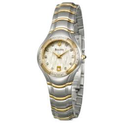 Bulova Women's 'Diamonds' Steel And Yellow Goldplated Quartz Watch
