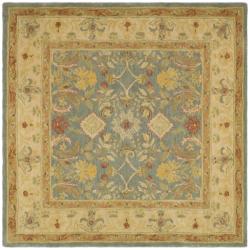 Handmade Legacy Light Blue Wool Rug (6' Square)
