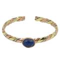 Three-tone Copper Lapis Twisted Cuff Bracelet (Chile)