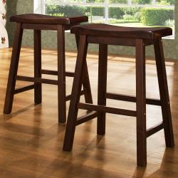 Salvador Saddle Back 24 inch Warm Cherry Brown Stool (Set of 2)