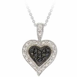 Sterling Silver 1/8ct TDW Black Diamond Heart Necklace