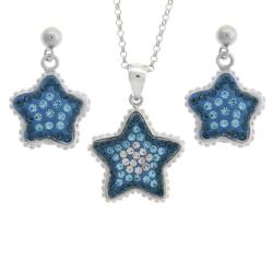 Sterling Silver Blue and White Crystal Star Jewelry Set