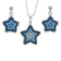 Sterling Silver Blue and White Crystal Star Jewelry Set