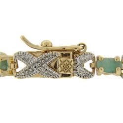 18k Yellow Gold over Silver Emerald and Diamond Accent Bracelet
