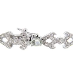 Sterling Silver Green Amethyst and Diamond Accent Bracelet