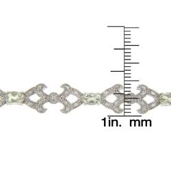 Sterling Silver Green Amethyst and Diamond Accent Bracelet