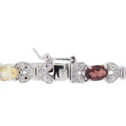 Sterling Silver Multi-gemstone and Diamond Accent Bracelet