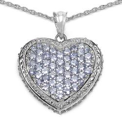 Sterling Silver Heart-shaped Tanzanite Necklace