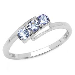 Sterling Silver Tanzanite Bypass Design Ring
